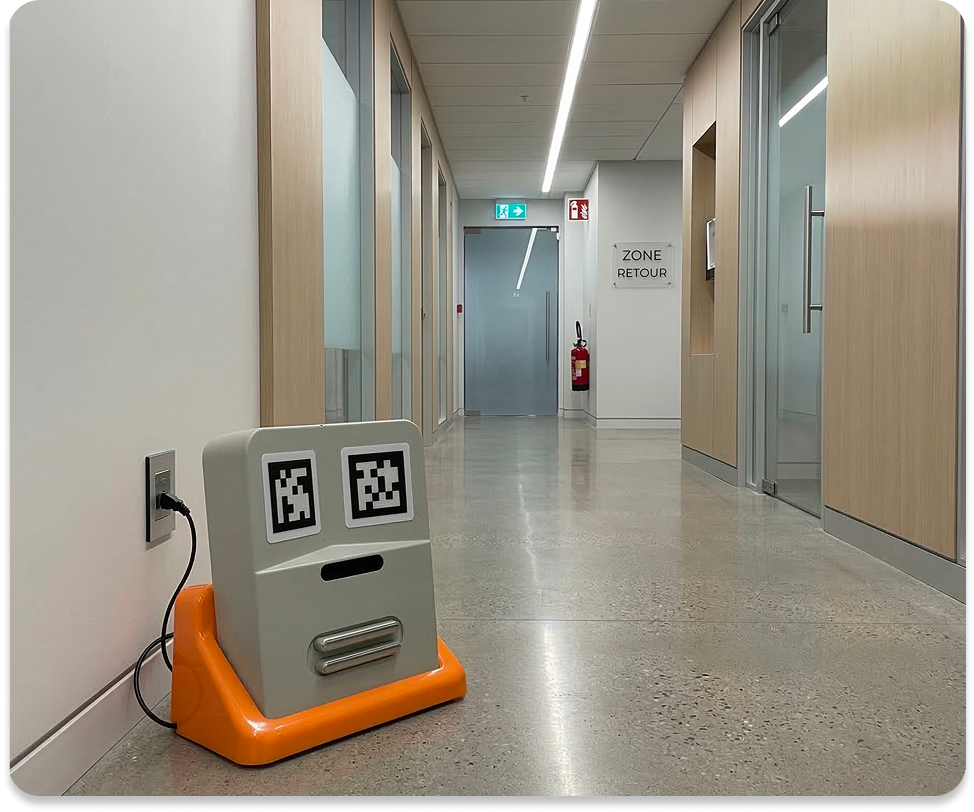 Station de recharge autonome Jimmy FIT en couloir