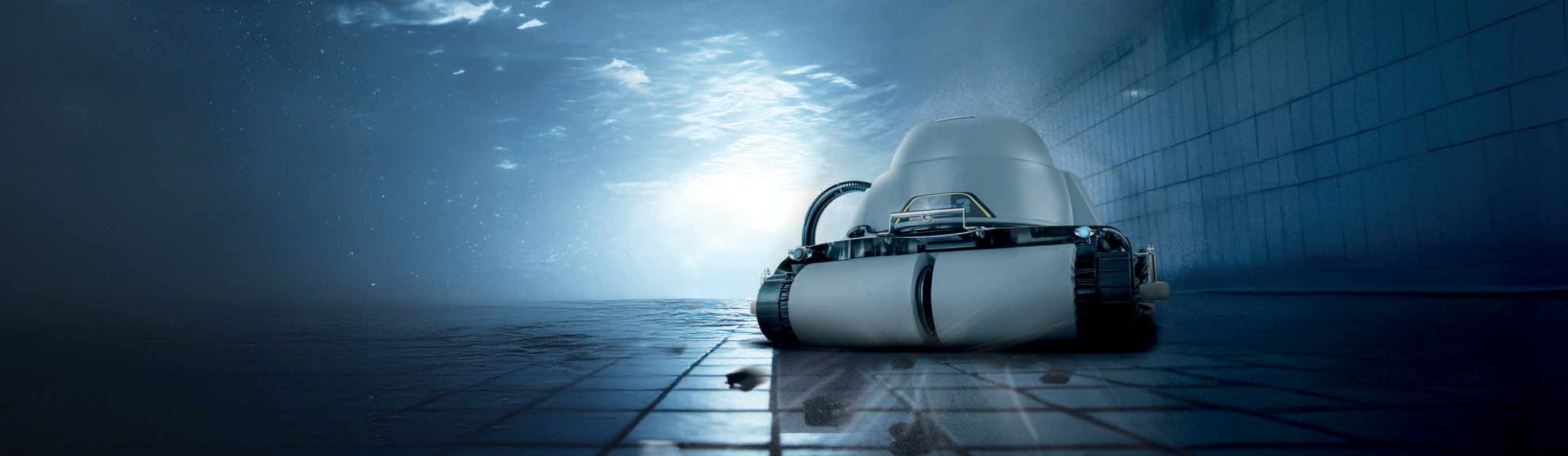 Robot CHRONO MP3 dans une piscine à haute fréquentation