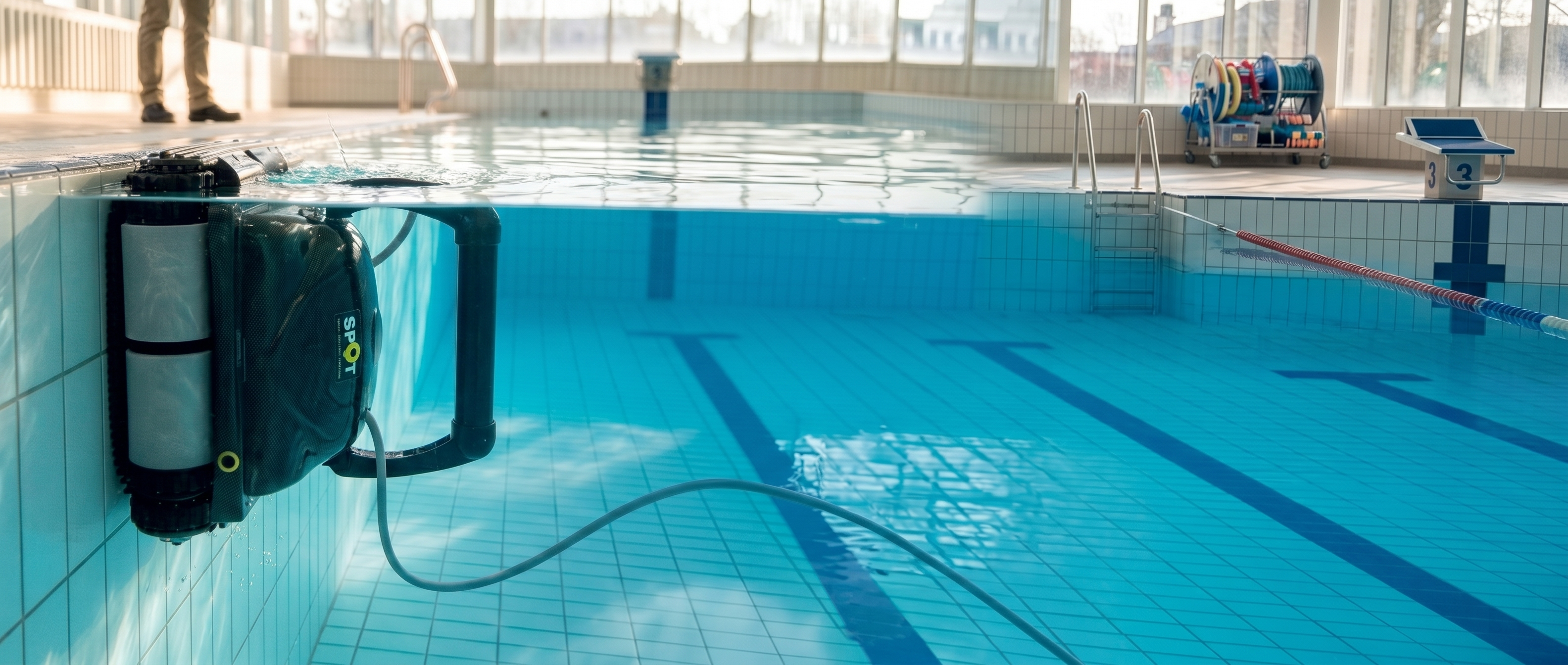 Robot SPOT dans une piscine sportive